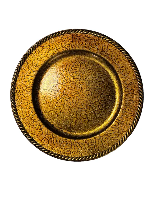 Beaded Crackled Gold Charger - Acrylic 