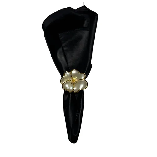 Napkin Ring - Gold & White Flower