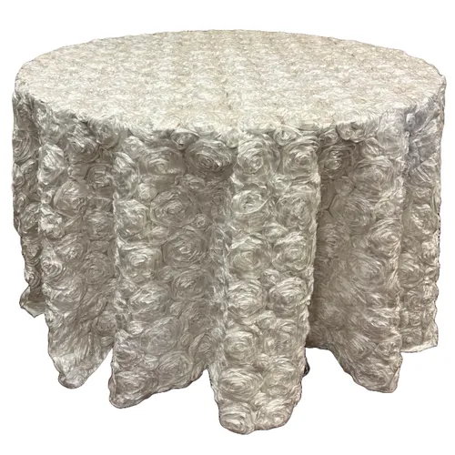 White Table Linen - 3D Rosette 