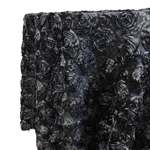 Black Table Linen - 3D Rosette