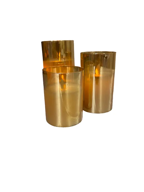 Gold Faux Moving Flame Candle - Set