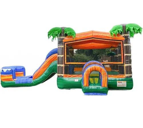 #12_Tropical Bounce House Water Slide with Splash Pool (Wet/Dry)