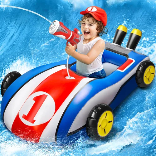 Splash & Ride Pool Float + Water Blaster Set (Blue)