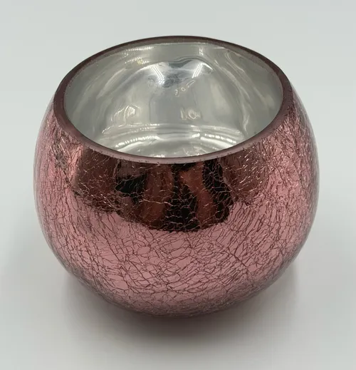 Pink Glass Textured Tealight Holder