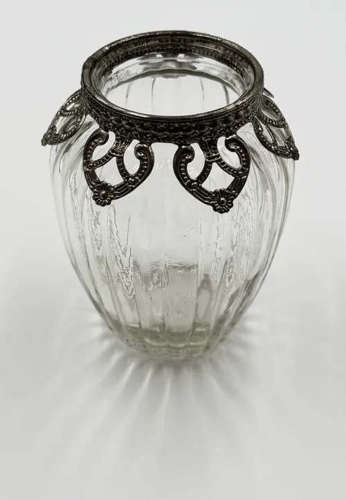  Vintage Ribbed Glass Tealight Holder - Small (Glass)