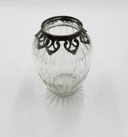 Vintage Ribbed Glass Tealight Holder - Large (Clear)