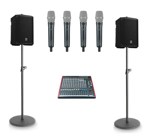 Workshop PA, 4 wireless mics