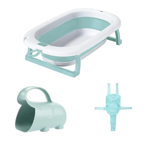 Collapsible Baby Bath Tub with Support & Baby Bath Rinse Cup