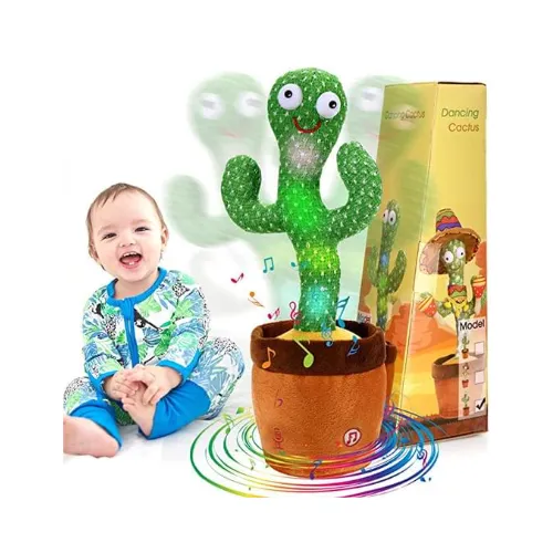Talking Dancing Cactus Baby Toy, Mimicking Cactus That Repeat What You Say, Singing 120 Songs Plush Interactive Toy Figures for Toddler 1-3