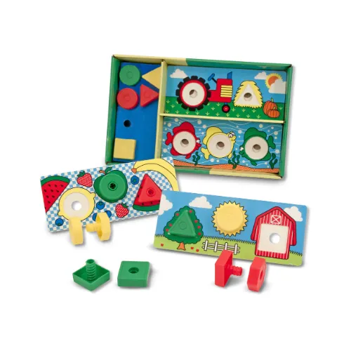 Melissa And Doug Sort, Match, Attach Shape Nuts & Bolts Boards