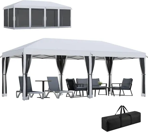 10' x 20' Pop Up Canopy Tent with Netting, Heavy Duty Instant Sun Shelter Tent For Your Party