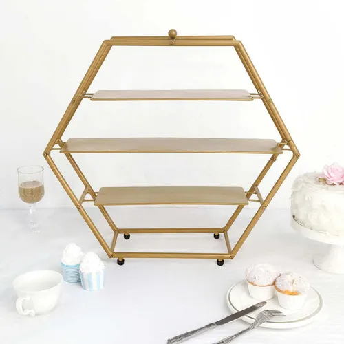 Hexagon Tiered Display Gold