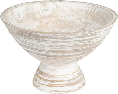 Rustic Pedestal Serving Bowl White