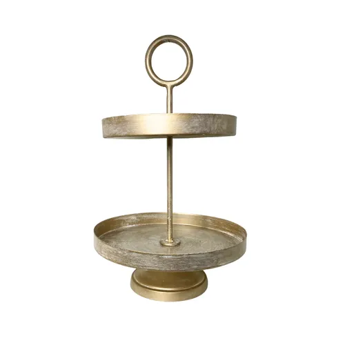 Two Tiered Serving Tray - Gold