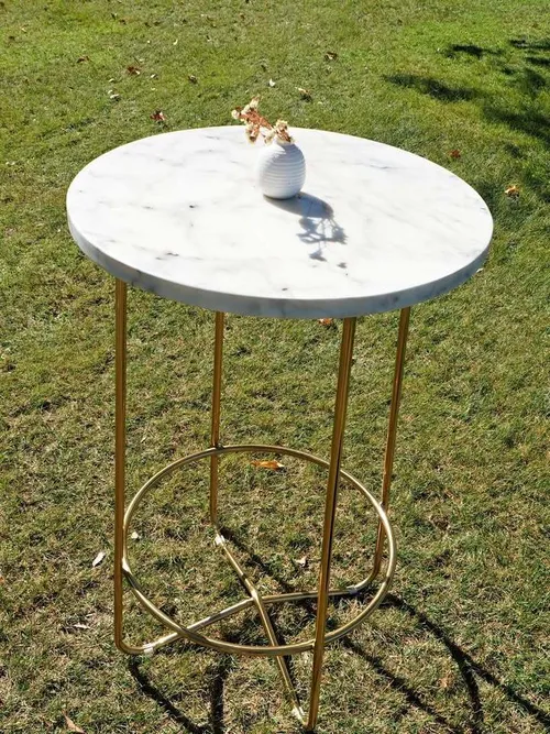 Golden Cocktail Table White Marble Top