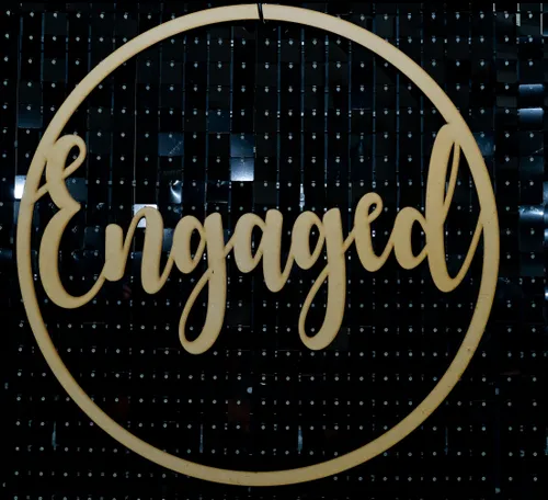 Wooden Hoop Sign - Engaged