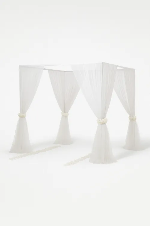 White Wedding Draping Mandap Ceremony