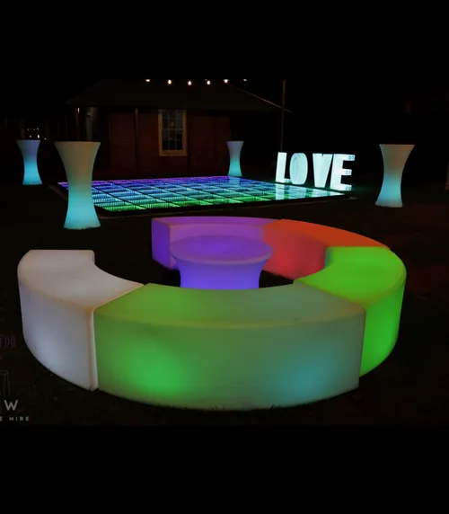 LED Bench Set - 6 pieces (5 benches + 1 table)