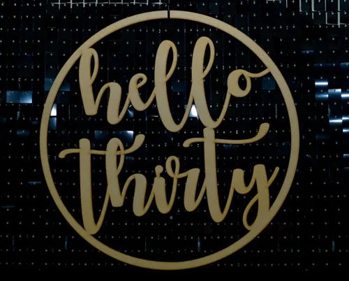 Wooden Hoop Sign - Hello Thirty