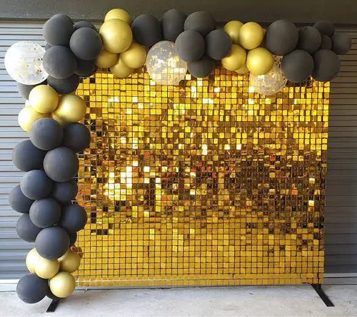 Shimmer Wall + Rectangular Mess Wall - Gold