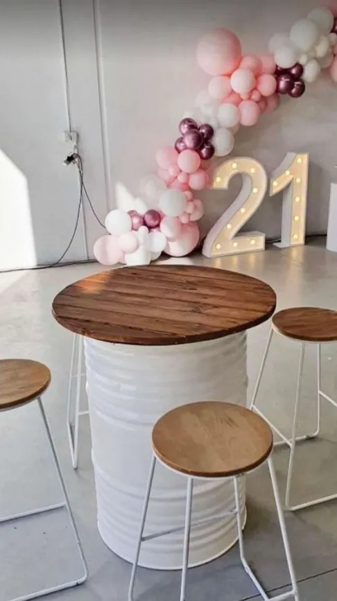 White Oil Drum Table