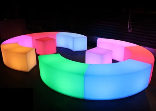 LED Bench Set - 7 Pieces (6 Benches + 1 Table)