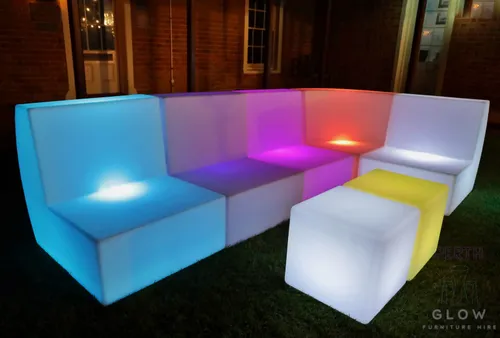 LED Lounge Set - 5 seats + 2 cubes