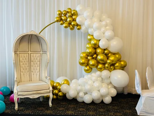 Arche de ballons blanc, or