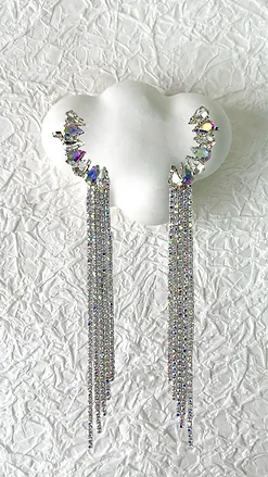 Aro trepador plateado con lluvia de strass - KW-8413