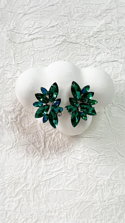 Aro flor strass verde - KW-8183