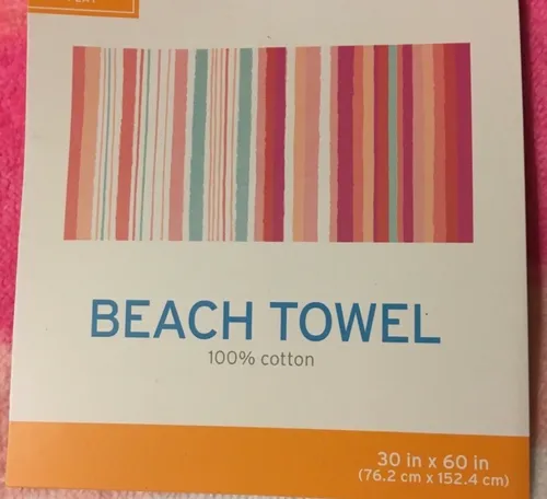 Beach & Pool Towel Aqua, Pink, Orange Stripes