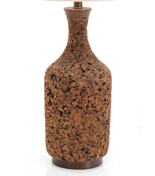 Vintage Cork & Teak Lamp