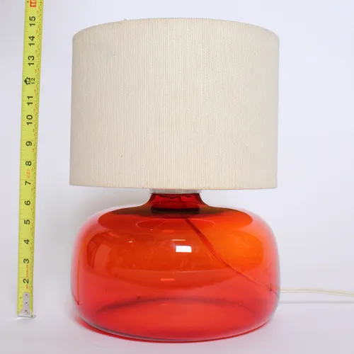 Red Glass Lamp w/ Shade