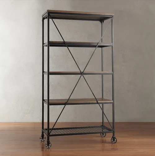 Black metal and Wood Modern Industrial Rustic Shelf
