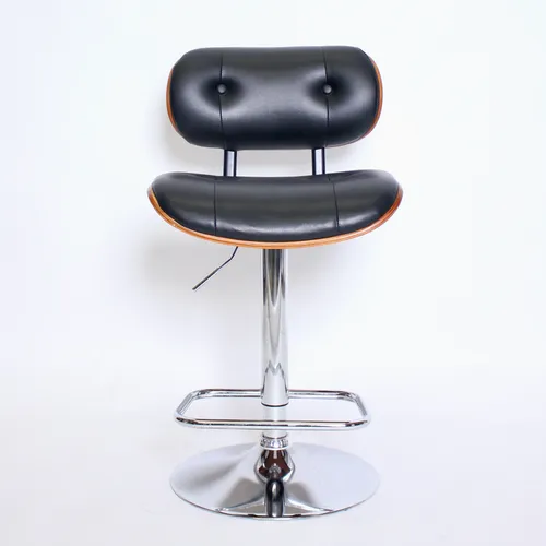 Black Pleather Barstool - Modern Contemporary