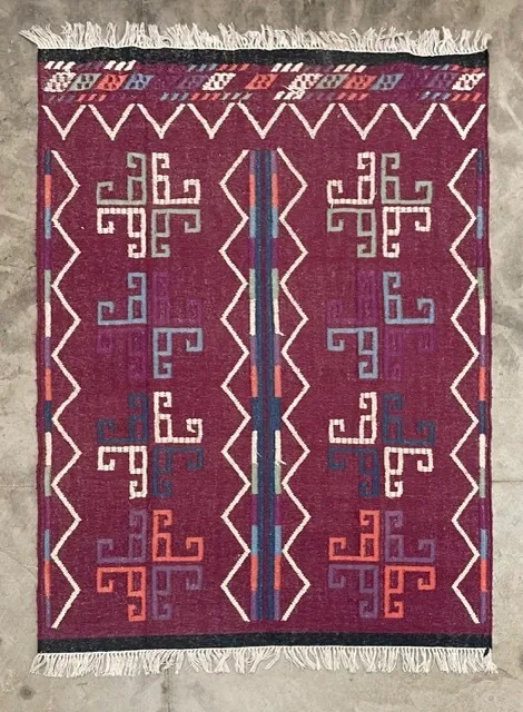Purple Flatweave Dhurrie Opalhouse Geometric Fringed Woven 5'x7' Area Rug