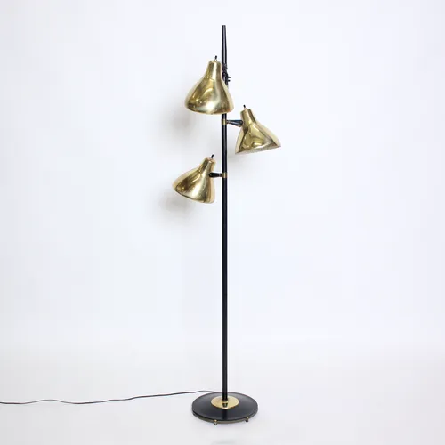 Brass and Black Vintage Metal Floor Lamp