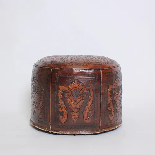 Vintage Leather Tooled Stool