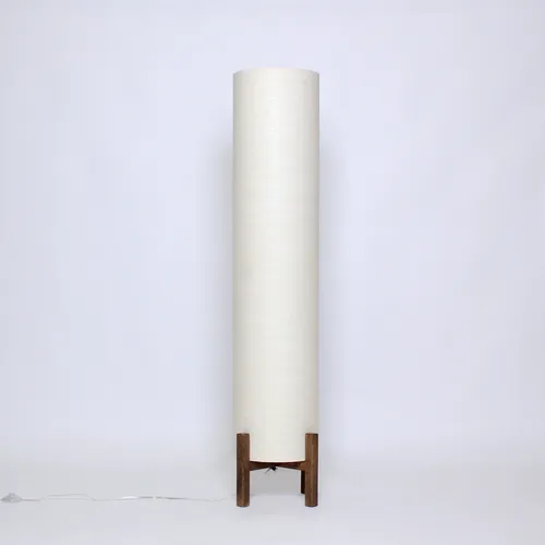 Cream Fabric Cylinder Floor Lamp - Modern