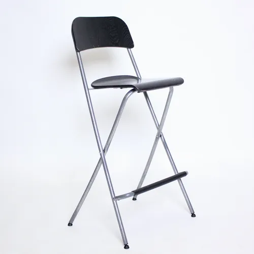 Black Wood and Metal Foldable Barstool