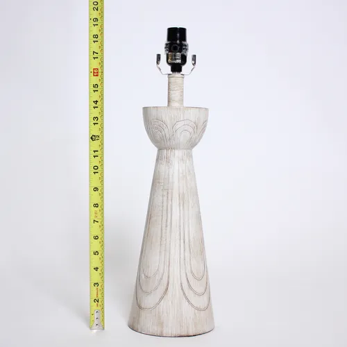 White Wooden Lamp w/ Carving Design