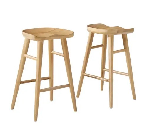 Natural Mango Wood Saville Counter Stools - Minimalist/Contemporary