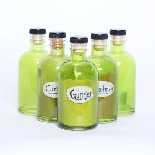 Green Glass Spice Bottles