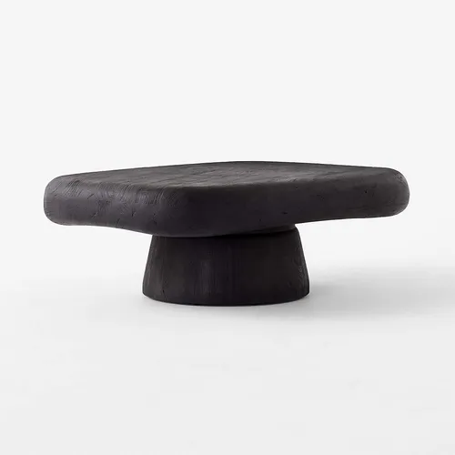 CB2 black derrico coffee table