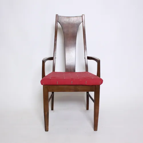 Vintage Wood Chair, Red Cushion 