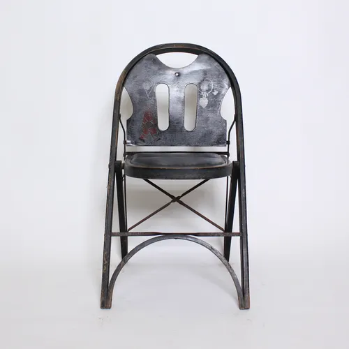 Black Wood and Metal Folding Chair