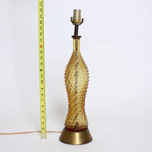 Yellow Transparent Glass Lamp w/ Gold Base