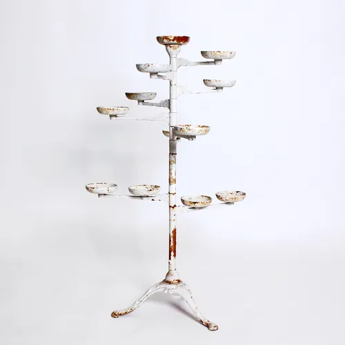White Rusted Iron Plant Stand