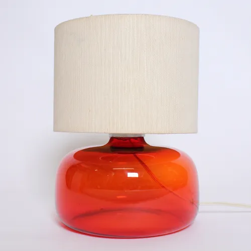 Red Glass Lamp w/ Shade