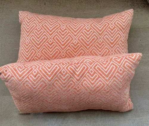 Orange/white rectangle decorative throw pillow